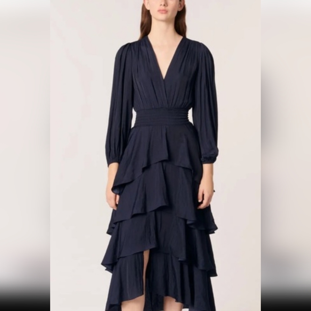 Maje Navy Ruffled‎ Maxi Dress - Picture 7 of 16